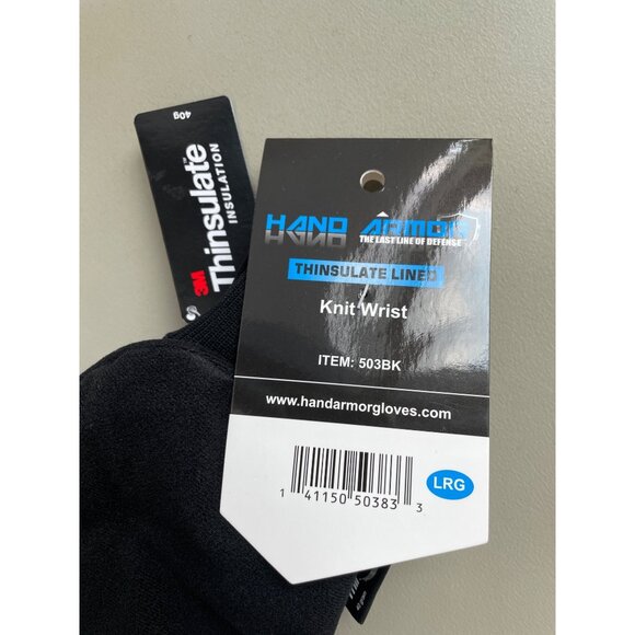 Hand Armor Fingerless Convertable Gloves Mittens L Thinsulate Black Velcro NEW - Picture 2 of 6